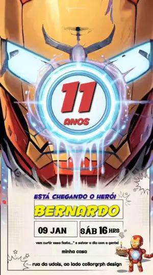 Convite Animado Aniversário Super-Herói de Aço para Editar