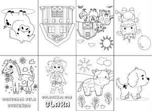 Mini Livro de Colorir Fazendinha Menina para Editar Online