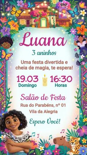 Convite de Aniversário Encanto Floral e Mágico para Editar