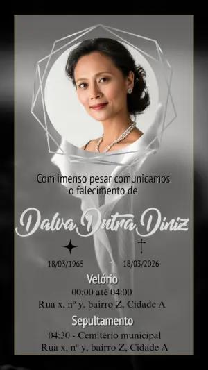 Comunicado de Falecimento Elegante com Foto para Editar