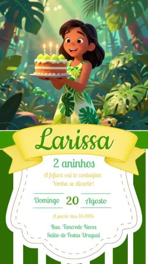 Convite de Aniversário Tropical Menina Modelo Editável