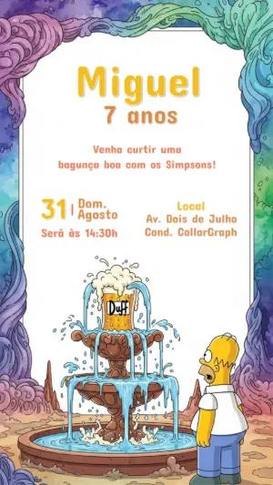 Convite de Aniversário Os Simpsons com Homer para Editar Online