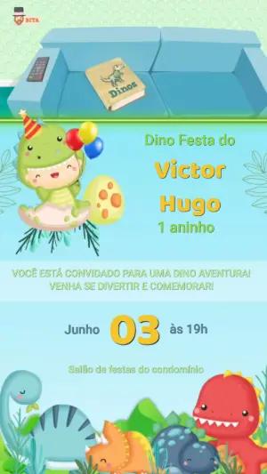 Vídeo Convite de Aniversário Infantil Tema Dinossauros Editável