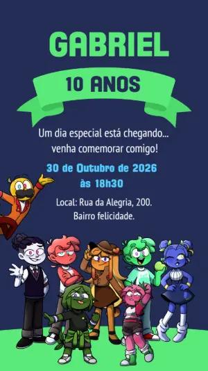 Convite Digital Mundo Torajo: Modelo de Aniversário Editável