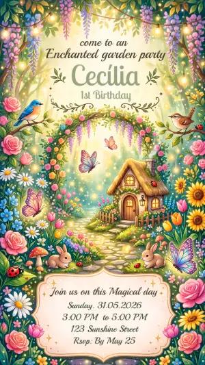 Enchanted Garden Birthday Invitation | Editable Digital Template
