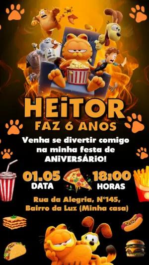 Convite de Aniversário Garfield O Filme para Editar Online