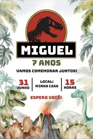 Convite de Aniversário Jurassic Park com Dinossauros para Editar