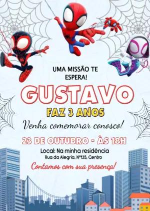 Convite Aniversário Spidey e Amigos Espetaculares Editável