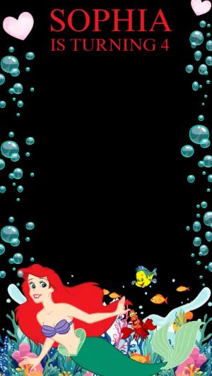 Little Mermaid Birthday Photo Frame Editable Template