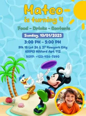 Mickey & Friends Pool Party Invitation Template to Edit