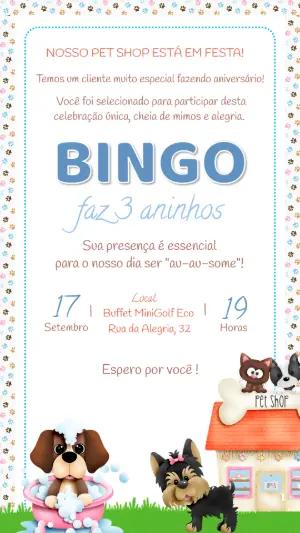 Convite de Aniversário Pet Shop com Cachorrinhos Editável