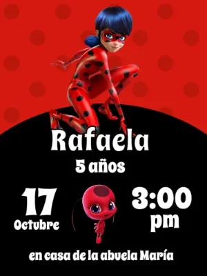 Invitación de Cumpleaños de Ladybug para Editar Online