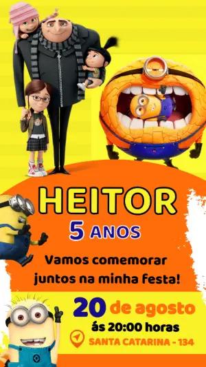 Convite de Aniversário Meu Malvado Favorito Editável