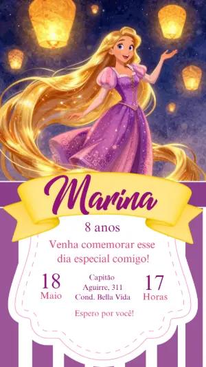 Convite de Aniversário Rapunzel Enrolados para Editar