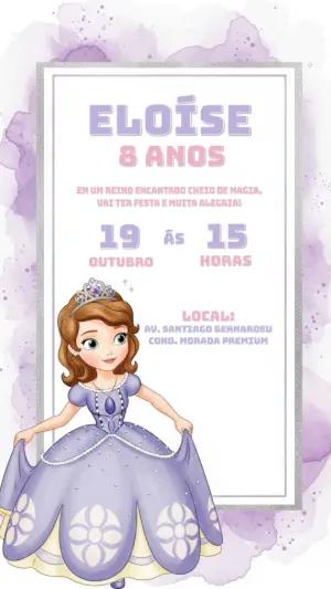 Convite de Aniversário Princesa Sofia para Editar Online