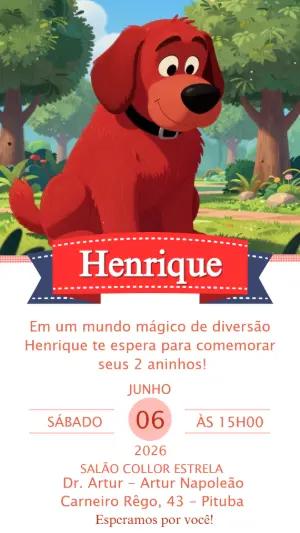 Convite de Aniversário Clifford, o Gigante Cão Vermelho Modelo Editável