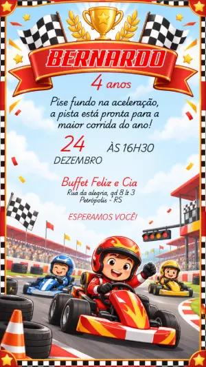 Convite de Aniversário Hot Wheels Tema Corrida para Editar Online
