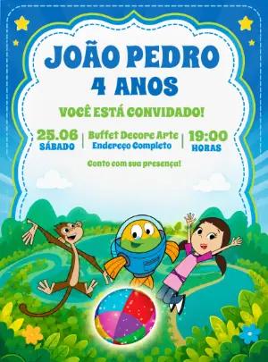 Convite de Aniversário Peixonauta: Modelo Digital para Editar