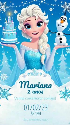 Convite Animado Aniversário Frozen Elsa para Editar
