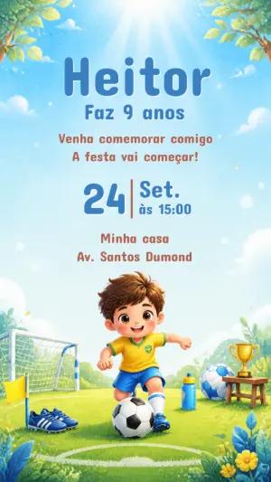 Convite de Aniversário Futebol Menino para Editar