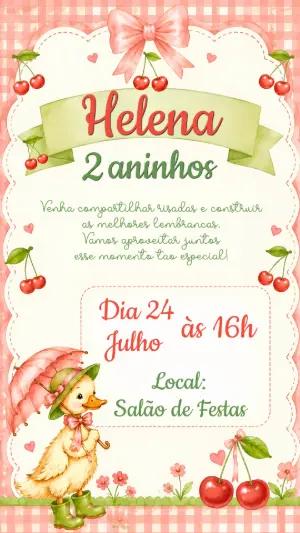 Convite de Aniversário Patinho Aquarela para Editar