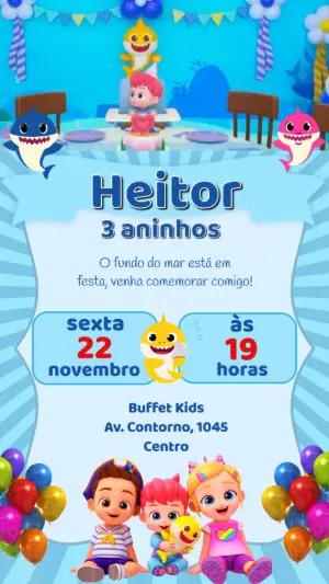 Convite Animado Aniversário Bebefinn para Editar Online