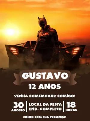 Convite de Aniversário Batman Sombrio Modelo Editável