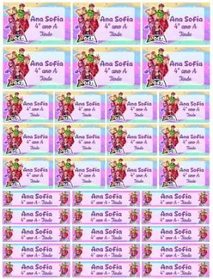 Etiquetas Escolares Dos Rosa Coloridas para Editar e Imprimir
