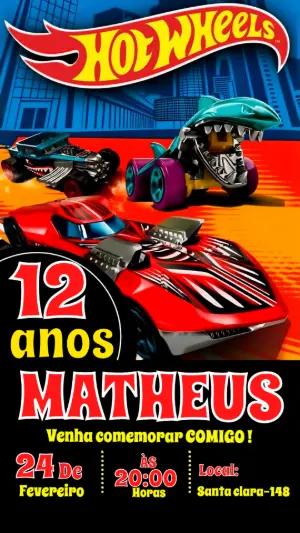Convite de Aniversário Hot Wheels Radical para Editar Online
