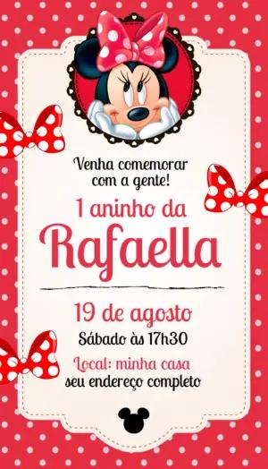 Convite de Aniversário Minnie Vermelha para Editar