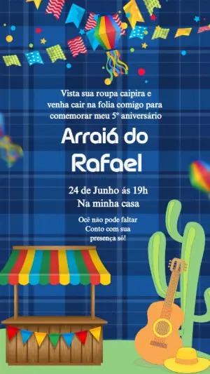 Convite de Aniversário Festa Junina Caipira para Editar Online
