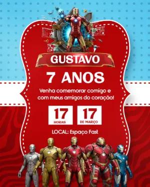 Convite de Aniversário Homem de Ferro para Editar Online