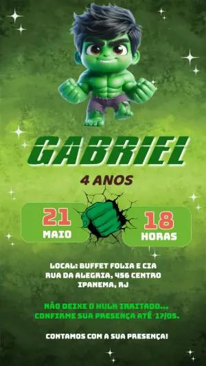 Convite de Aniversário Hulk Fofinho para Editar Online