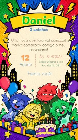 Convite de Aniversário Mundo Torajo Editável Online