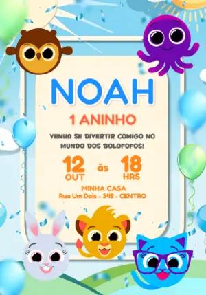 Convite de Aniversário Bolofofos Colorido para Editar
