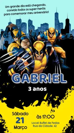 Convite Digital Aniversário Wolverine Estilo HQ Editável