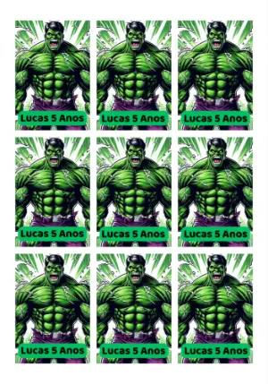 Tag de Aniversário Hulk para Editar e Imprimir