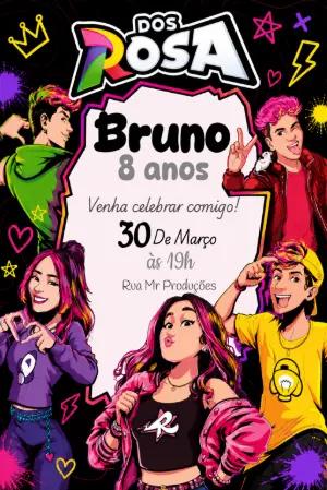 Convite de Aniversário EmillyVick dos Rosa Editável