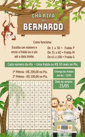 Chá Rifa Safari Baby: Convite Editável para Chá de Fraldas