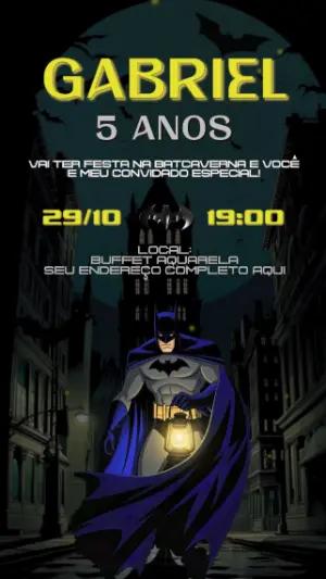 Convite Digital Aniversário Batman Herói para Editar
