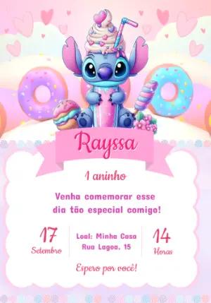 Convite Aniversário Stitch Candy para Editar Online