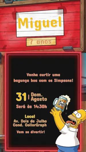 Convite de Aniversário Os Simpsons com Homer para Editar Online