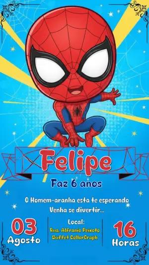 Convite de Aniversário Homem-Aranha Fofo para Editar Online