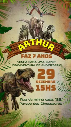 Convite Aniversário Dinossauros Jurassic Editável Online