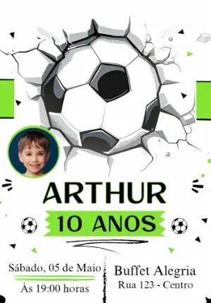 Convite Aniversário Futebol com Foto para Editar Online