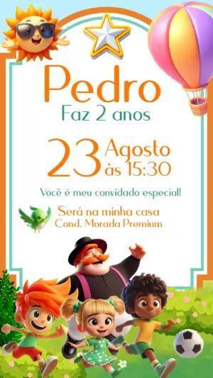 Convite Aniversário Mundo Bita com Personagens para Editar Online