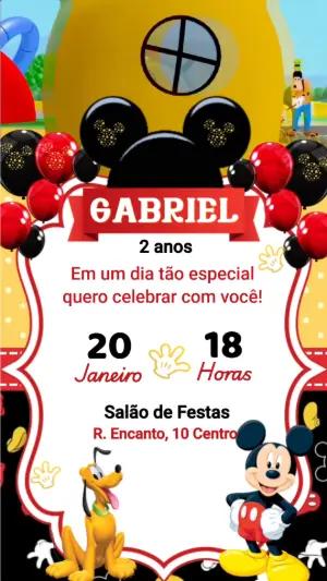 Convite Animado Aniversário Mickey Mouse para Editar Online