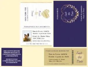 Convite Digital de Casamento Tema Passaporte para Editar com foto