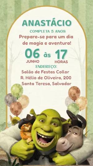Convite de Aniversário Shrek Divertido para Editar Online