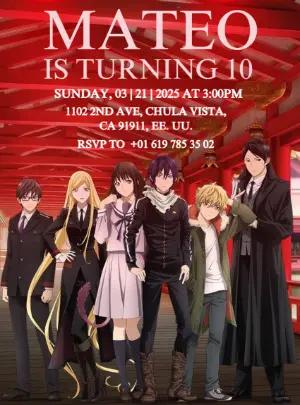 Editable Noragami Anime Birthday Invitation Template
